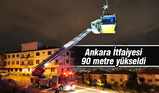 Ankara İtfaiyesi'nden teleferik tatbikatı