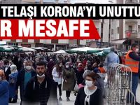 Pazar yerinde sosyal mesafe unutuldu