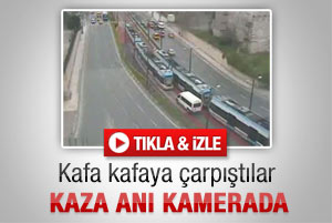 Tramvay ile minibüsün çarpışma anı - İzle