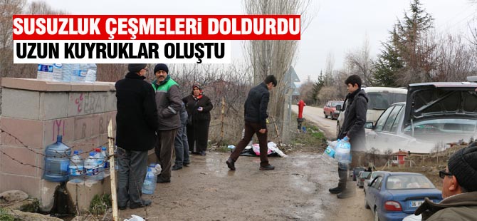 Susuz kalan Gölbaşılı çeşmelerde uzun kuyruklar oluşturdu